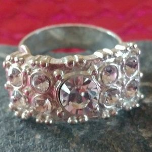 Faux jeweled ring, adjustable back